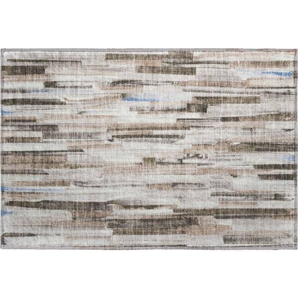 Mayfield Premium Machine Washable Abstract AMF2255 Khaki 2 ft. x 3 ft. Accent Rug