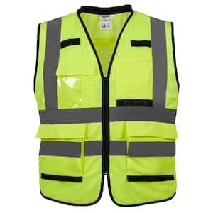 Performance 2X-Large/3X-Large Yellow Class 2-High Visibility Safety Vest with 15 Pockets