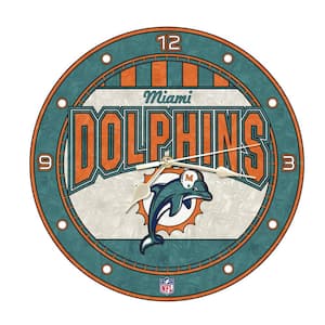 NFL-12 in. Dolphins Art Glass Clock