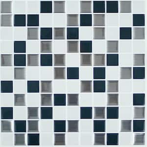 10.5 in x 10.5 in Metallic Checkerboard Tile Peel and Stick Backsplash