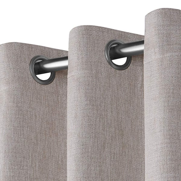 Vesta Sand Solid Woven Room Darkening Grommet Top Curtain, 52 in. W x 84 in. L (Set of 2)