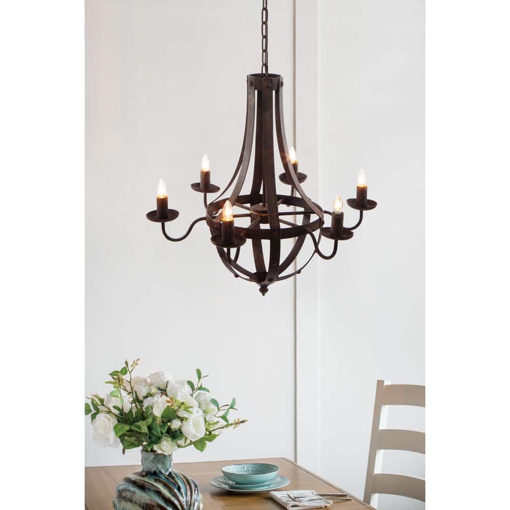 6-Light Black No Decorative Accents Lantern Geometric Chandelier for Great Room with No Bulbs Included price history on PriceWatchPro