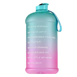 128 oz - Hydration Nation Plastic Water Bottle with Times Drink - Ombre Green and Pink