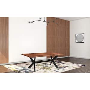 Brown Solid Wood 81 in. Trestle Dining Table Seats 6
