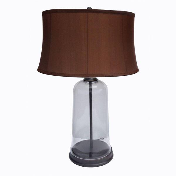 Fangio Lighting 28 in. Clear Glass and Mission Bronze Metal Table Lamp