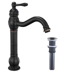 Single Handle Single-Hole Bathroom Vessel Faucet with Drain Assembly in Oil Rubbed Bronze