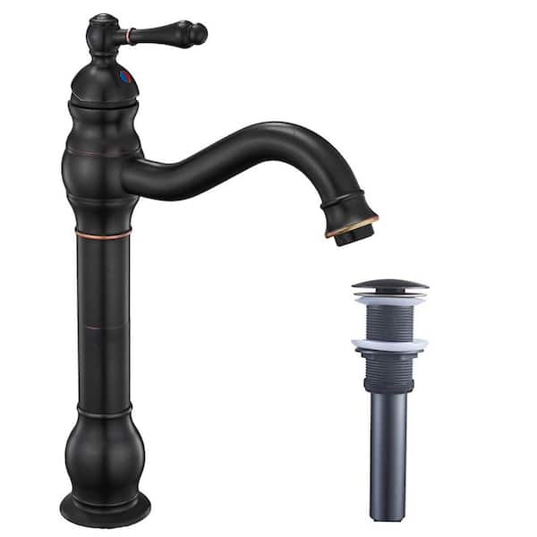 Unbranded Single Handle Single-Hole Bathroom Vessel Faucet with Drain Assembly in Oil Rubbed Bronze