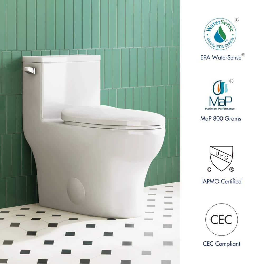 Salerno White 1.28 GPF Elongated One-Piece Toilet