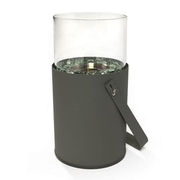 6.30 in. W x 11.80 in. H Steel Round Gas Fire Pit in Gray