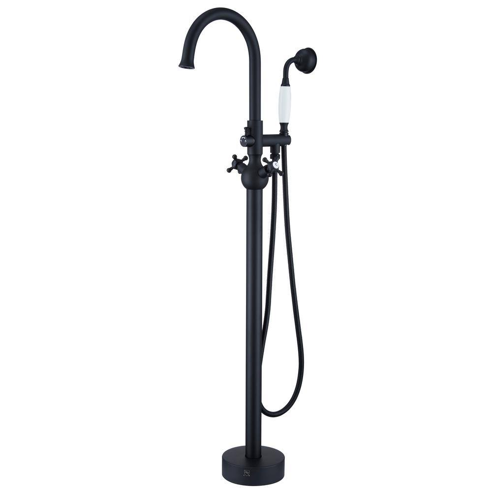 2-Handle Freestanding Tub Faucet Bathtub Filler with Hand Shower in Matte Black price history on PriceWatchPro