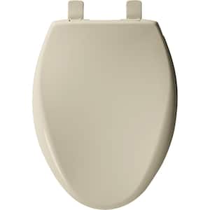 Affinity Never Loosens Slow Closed Easy Clean Elongated Plastic Front Toilet Seat in Tan
