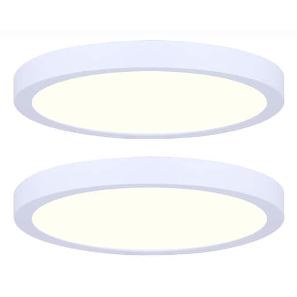 CANARM 7 in. 1-Light White Integrated LED Flush Mount (2-Pack)