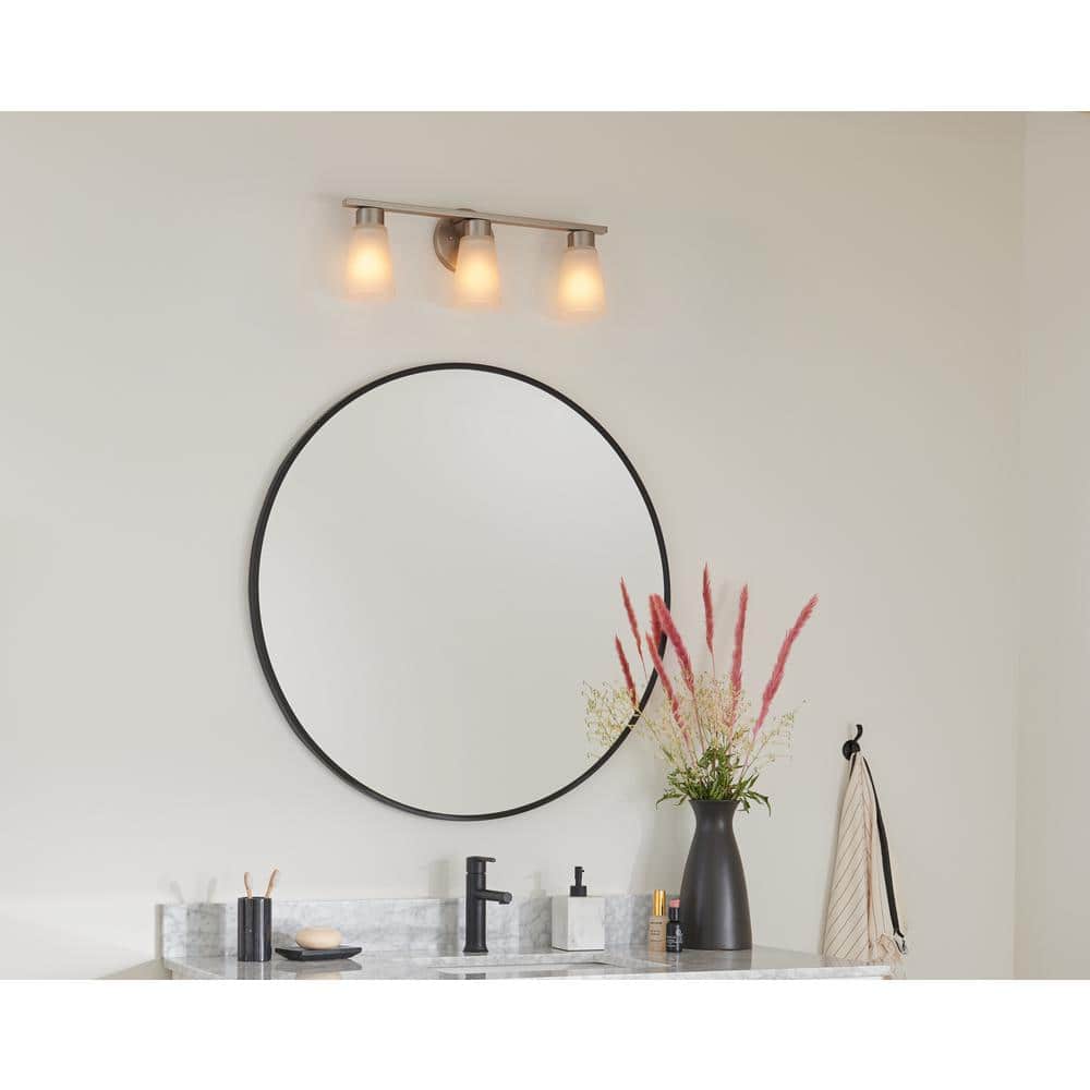Stamos 22 in. 3-Light Brushed Nickel Modern Bathroom Vanity Light with Satin Etched Glass Shades price history on PriceWatchPro