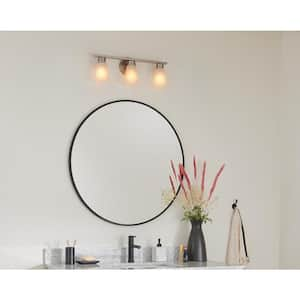 Stamos 22 in. 3-Light Brushed Nickel Modern Bathroom Vanity Light with Satin Etched Glass Shades