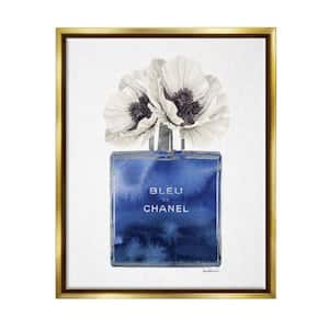 Fashion Designer Perfume Flower Blue Watercolor by Amanda Greenwood Floater Frame Nature Wall Art Print 25 in. x 31 in.