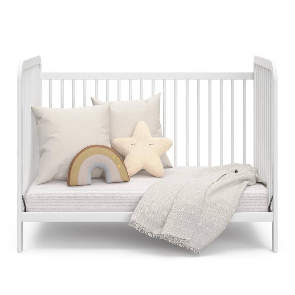 White Pine Wood 3-in-1 Convertible Crib with Adjustable Height