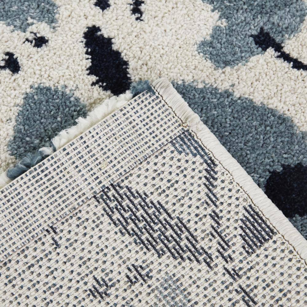 Kelsey Cream and Blue Floral Stain-Resistant Synthetic Area Rug