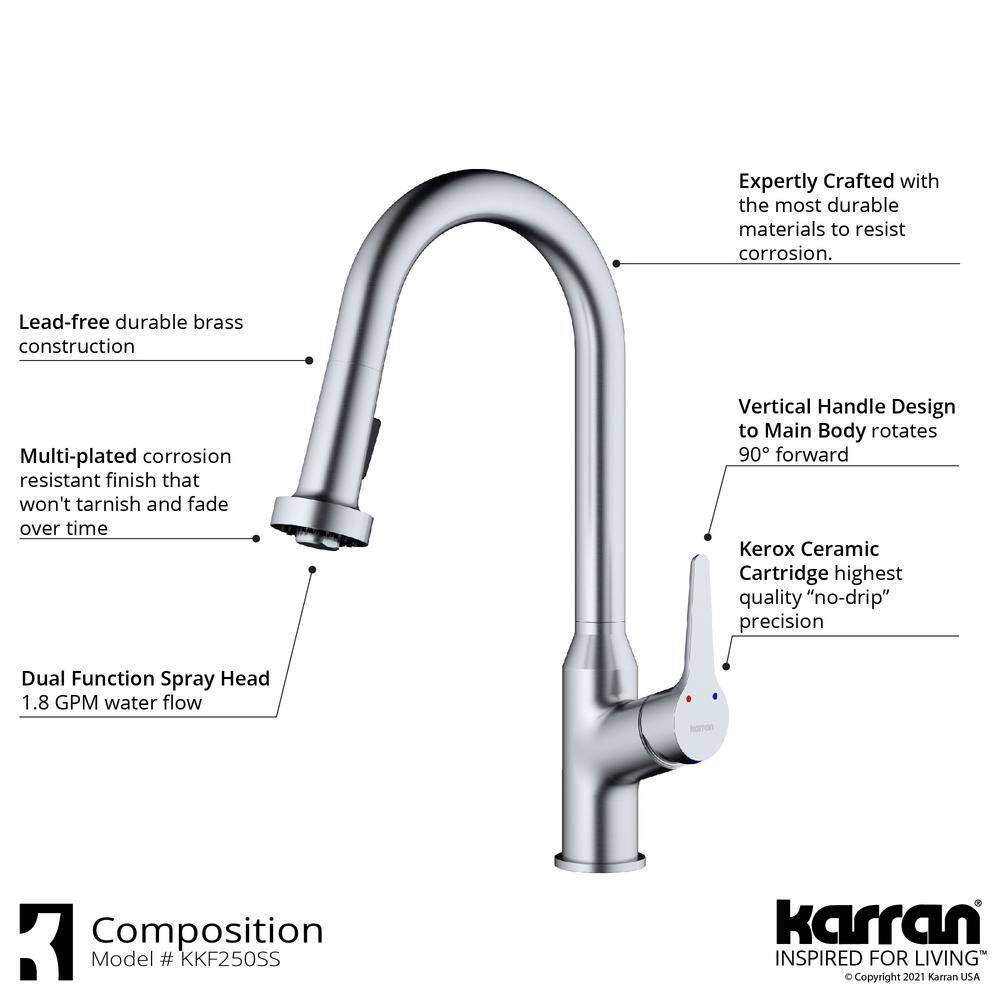 Stainless Steel Single Handle Pull-Down Kitchen Faucet