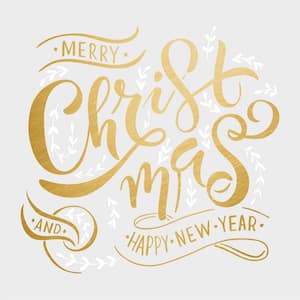 White and Gold Merry Christmas Quote Giant Wall Decals with Metallic Ink