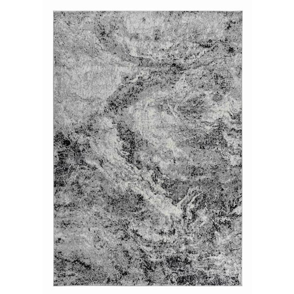 Rug Branch Sakarya Collection Grey Black 2 ft. x 20 ft. Contemporary Abstract Splash Indoor Area Rug