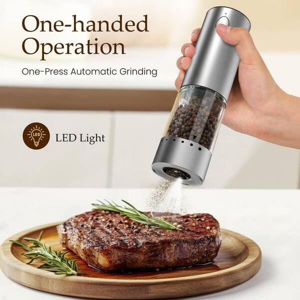 JFVKAF Electric Salt and Pepper Grinder Set, Rechargeable w/ LED