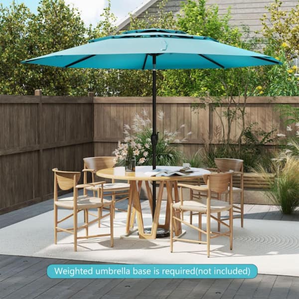 3 tier wood patio umbrella Boyel Living 10 ft. 3-tier Vented Patio Umbrella in Green with Push Button Tilt