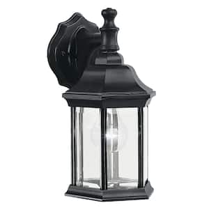 KICHLER Chesapeake 10.25 in. 1-Light Black Outdoor Hardwired Wall