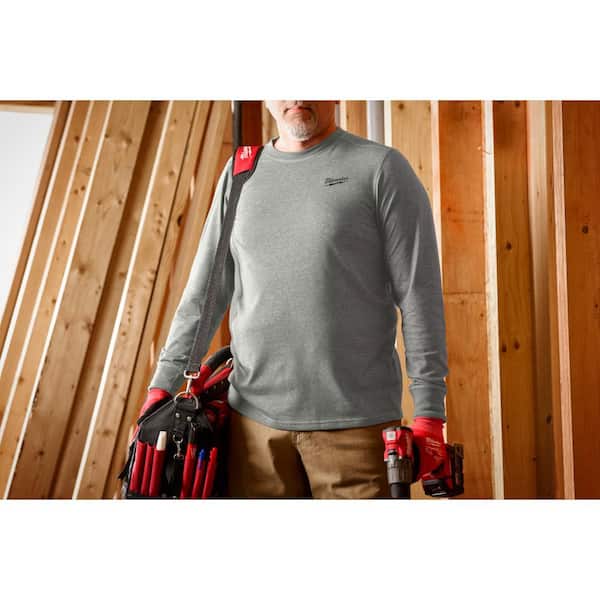 Men's X-Large Cotton/Polyester Long-Sleeve Hybrid Work T- Shirt 604G-XL - The Home Depot