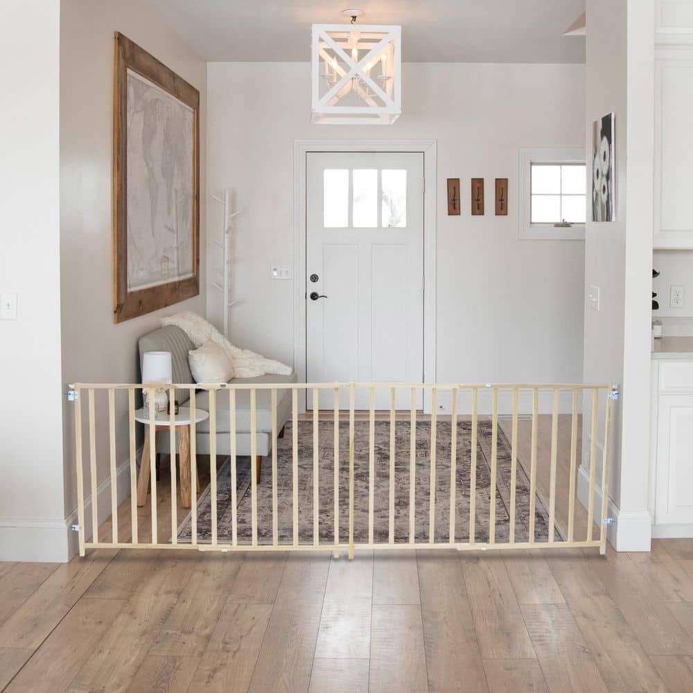 Natural Wood Extra-Wide Swing Baby Safety Gate