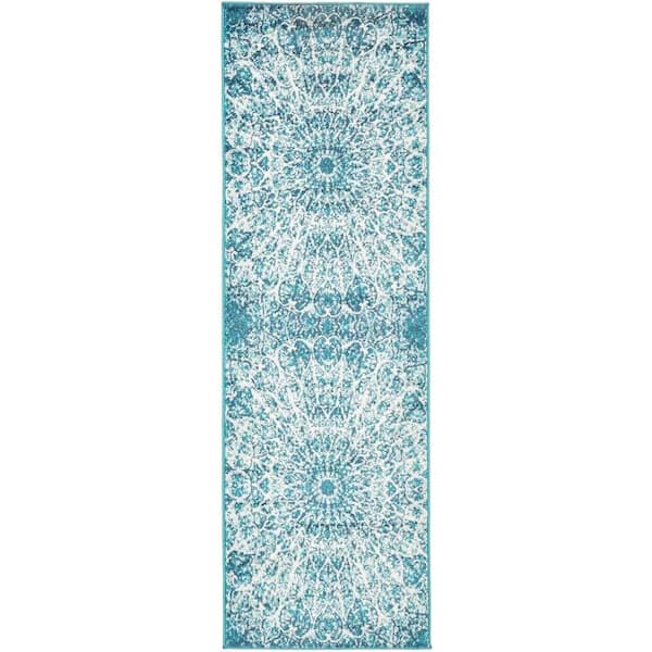Unique Loom Sofia Grace Turquoise 2' 0 x 6' 7 Runner Rug