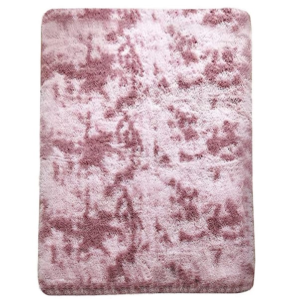 GHOUSE Contemporary Shag Pink Purple 7 ft. x 9 ft. Solid Area Rug
