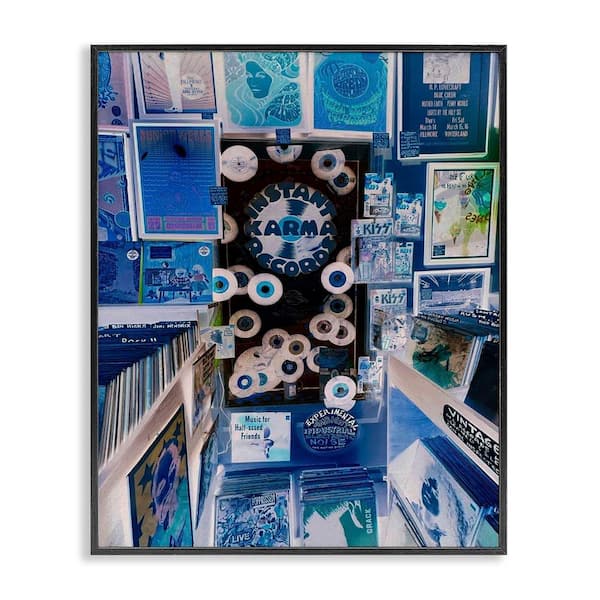 Stupell Industries Vintage Record Store by Graffi*tee Studios Black Framed Music Giclee Art Print 20 in. x 16 in.