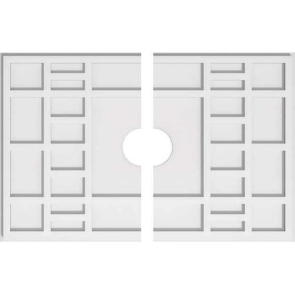Ekena Millwork 30 in. W x 20 in. H x 4 in. ID x 1 in. P Beaux Architectural Grade PVC Contemporary Ceiling Medallion (2-Piece)