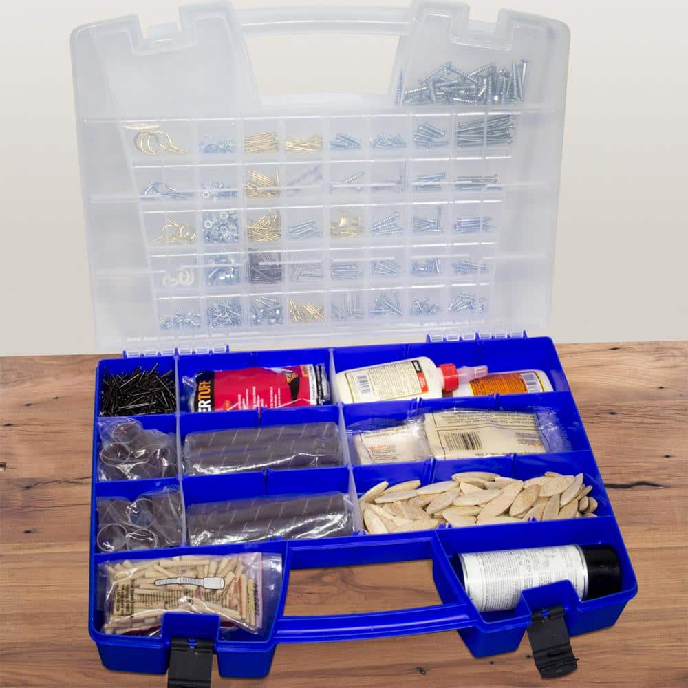Blue Plastic Lockable Multi-Compartment Organizer Box