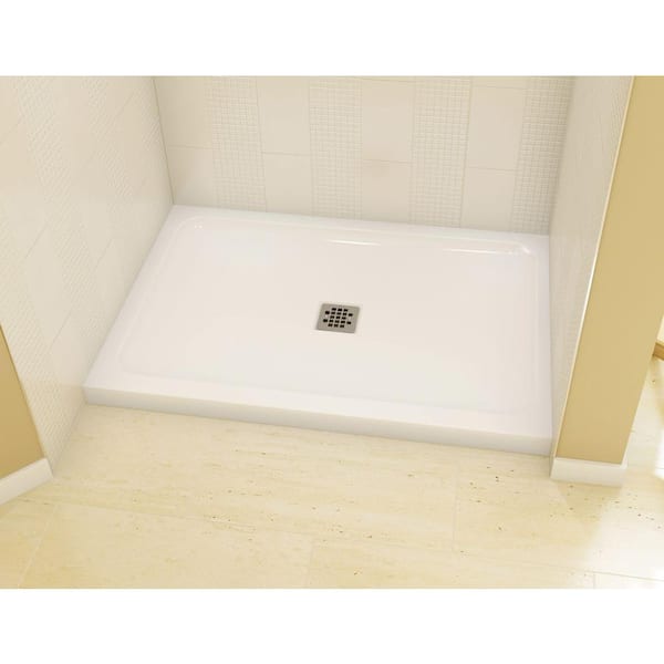 Olympia 48 in. x 32 in. Single Threshold Acrylic Shower Base with Center Drain in White