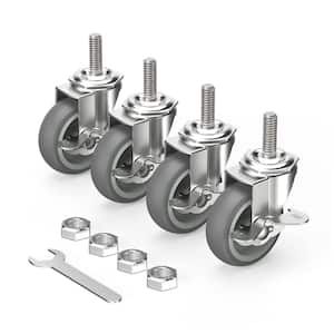 3 in. L Gray Locking Swivel Caster Wheels with 3/8 in. -16 x 1.5 in. Threaded Stem and 600 lbs. Load Rating (4-Pack)