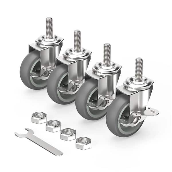 Angel Sar 3 in. L Gray Locking Swivel Caster Wheels with 3/8 in. -16 x ...