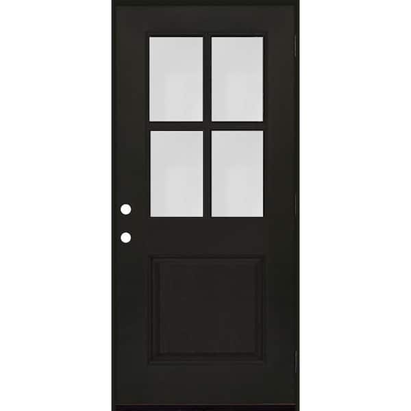 Steves & Sons Regency 32 in. x 80 in. 1/2-4 Lite Clear Glass LHOS Onyx Stain Fiberglass Prehung Front Door