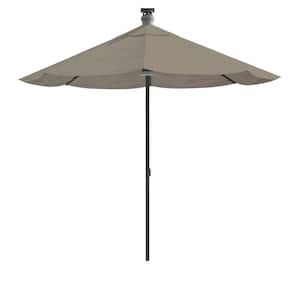 9 ft. Aluminium Smart Market Patio Umbrella in Dove Gray with Remote Control, Wind Sensor, Solar Panel, LED Lighting