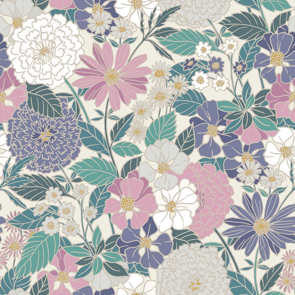 Pink and Beige Bohemian Floral Peel and Stick Wallpaper Roll