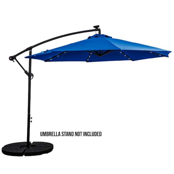 Sun-Ray 10 ft. Cantilever Aluminum Solar Patio Umbrella Cross Base in Royal Blue