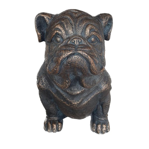 16 in. Antiqued Bronze Bulldog Outdoor Garden Stake Statue