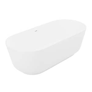 Sabbia 71 in. L x 32 in. W Man-Made Stone Center Drain Freestanding Soaking Bathtub in Matte White