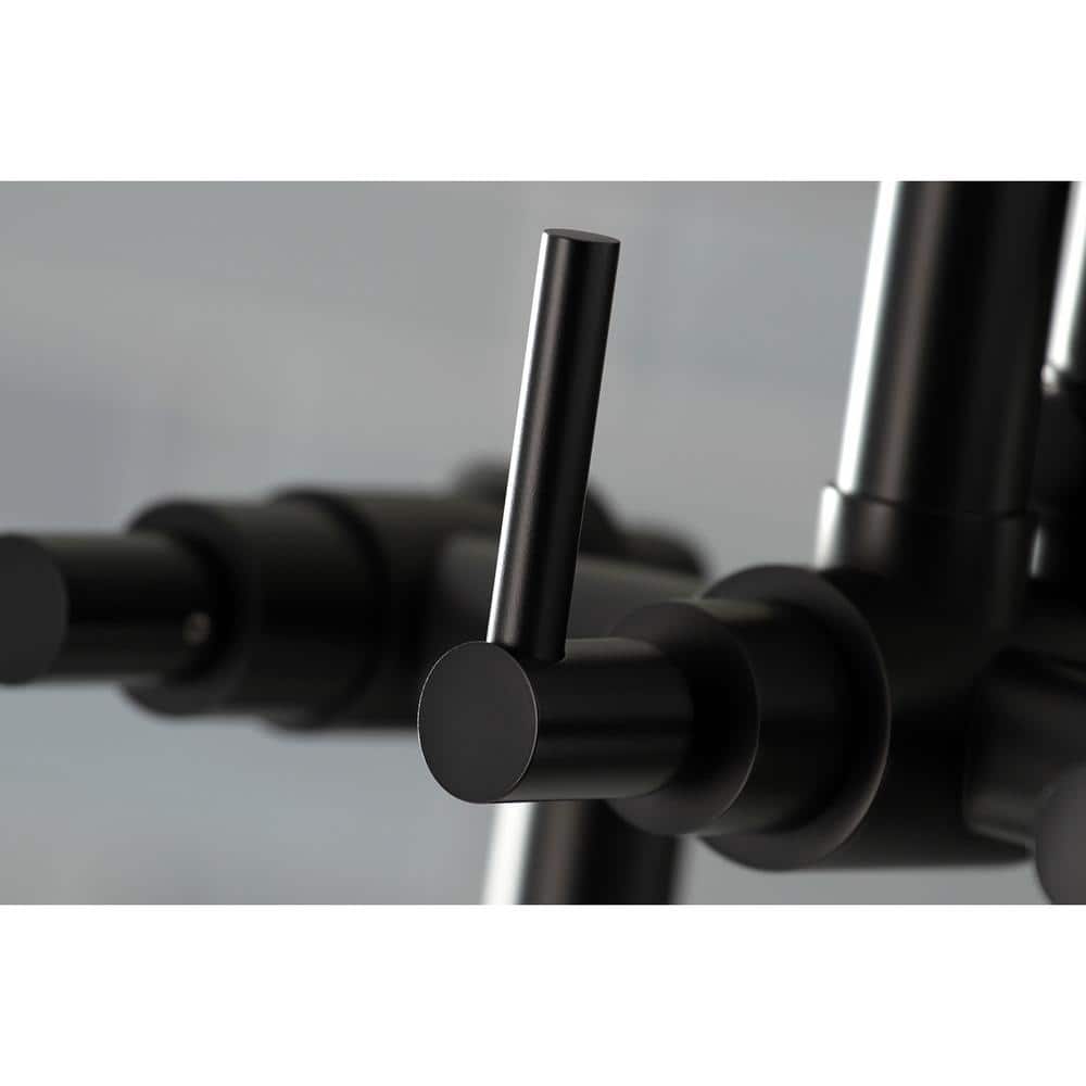 Matte Black Brass Deck Mount Tub Filler with Hand Shower