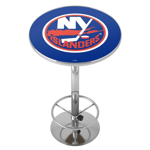 Unbranded New York Islanders Vintage 27 in. Chrome Round Table Top with Adjustable Foot Rest