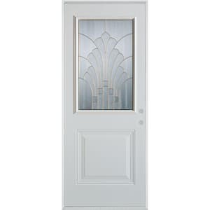 Stanley Doors 36 in. x 80 in. Art Deco 1/2 Lite 1-Panel Painted