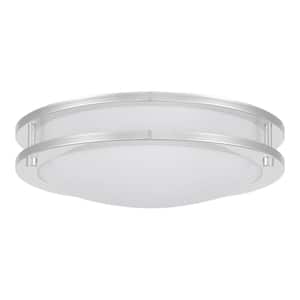 Flaxmere 12 in. Chrome Dimmable Integrated LED Flush Mount Ceiling Light with Frosted White Glass Shade