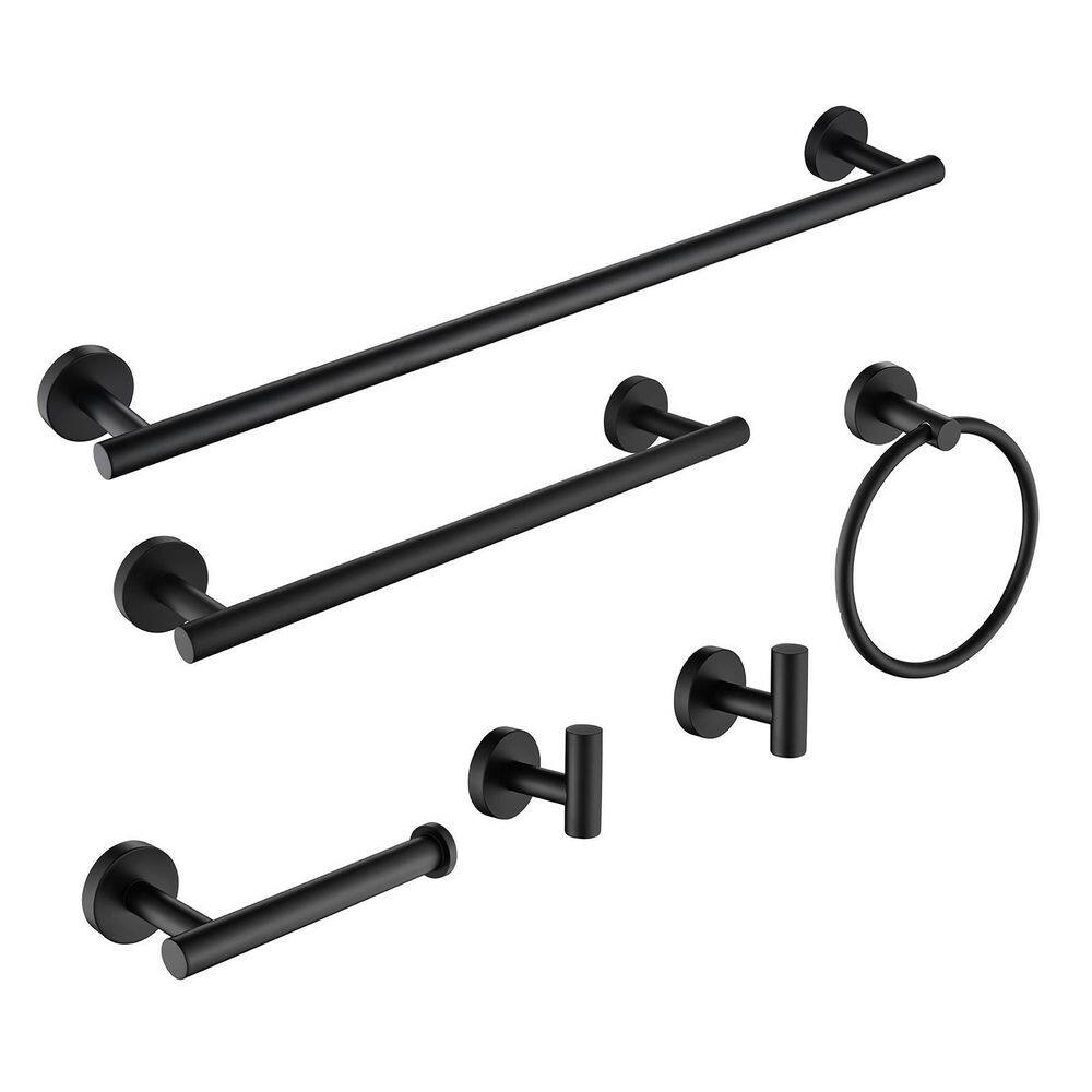 Heemli Modern 6Pieces Bath Hardware Set with Towel rail*2 Paper towel