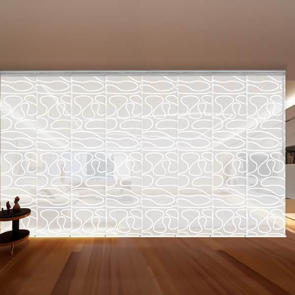 EMOH Swirl 130 in. - 175 in. W x 94 in. L Adjustable 8- Panel White Double Rail Panel Track with 23.5 in. Slates