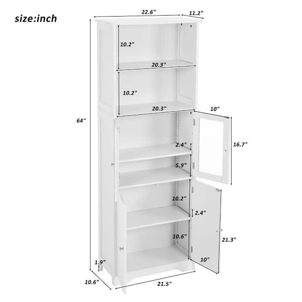 64''H Kitchen Pantry Cabinets Bathroom Storage Cabinet with